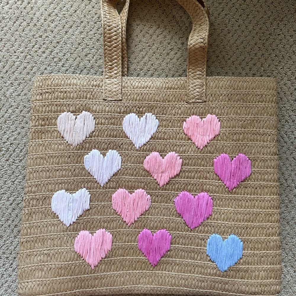Pink and Tan Leather Tote Bag with Structured Design